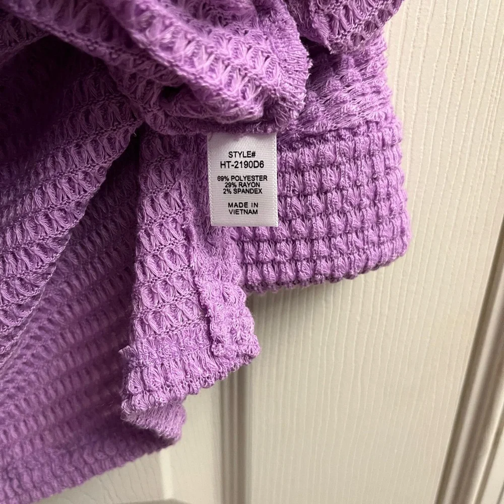Zenana Outfitters Purple  Waffle Knit Top Dolman Sleeves Large/XLarge - Picture 3 of 6